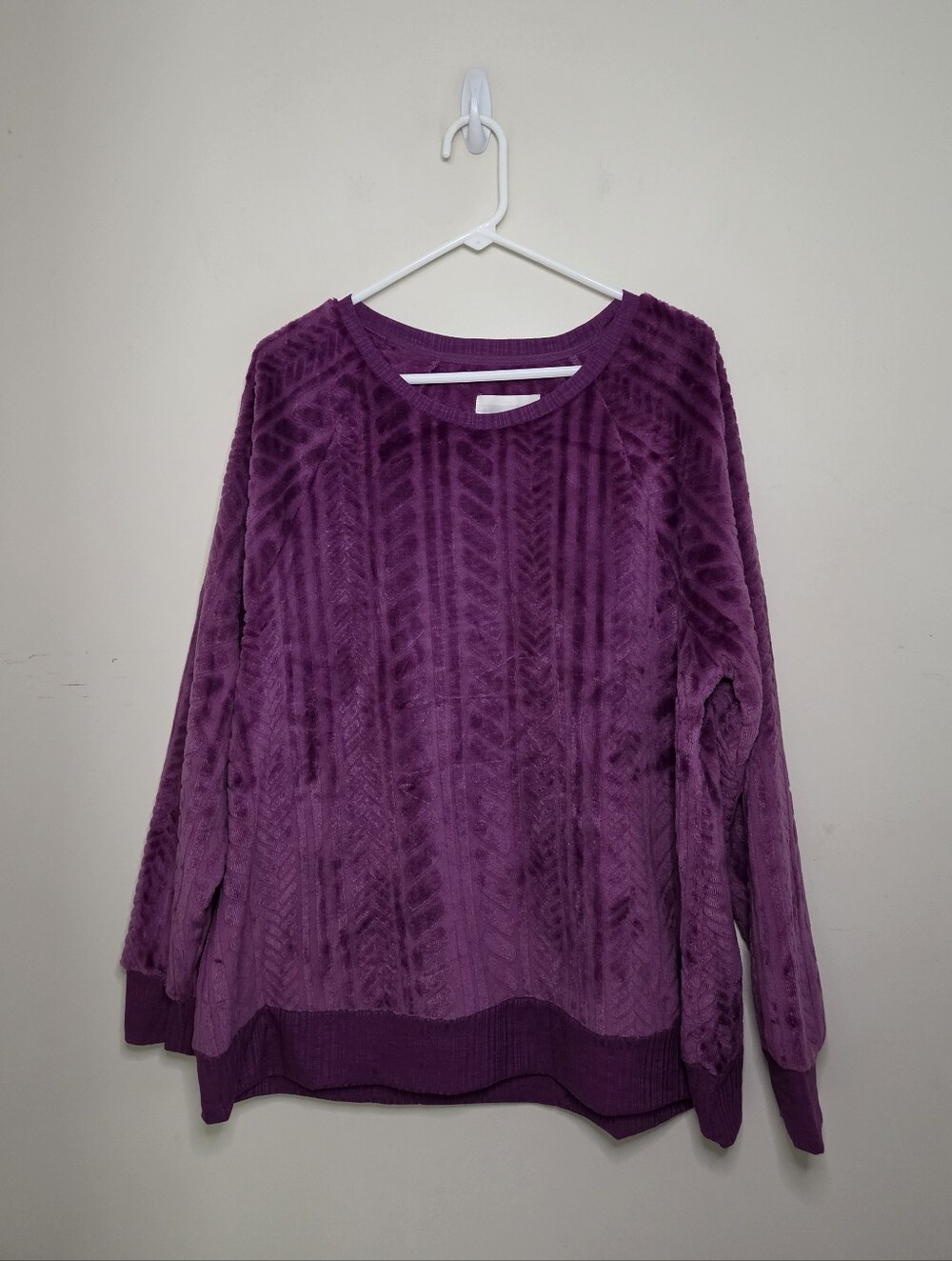 Women's Cuddl Duds Purple Velvet Casual Shirt Sz 1X Petite